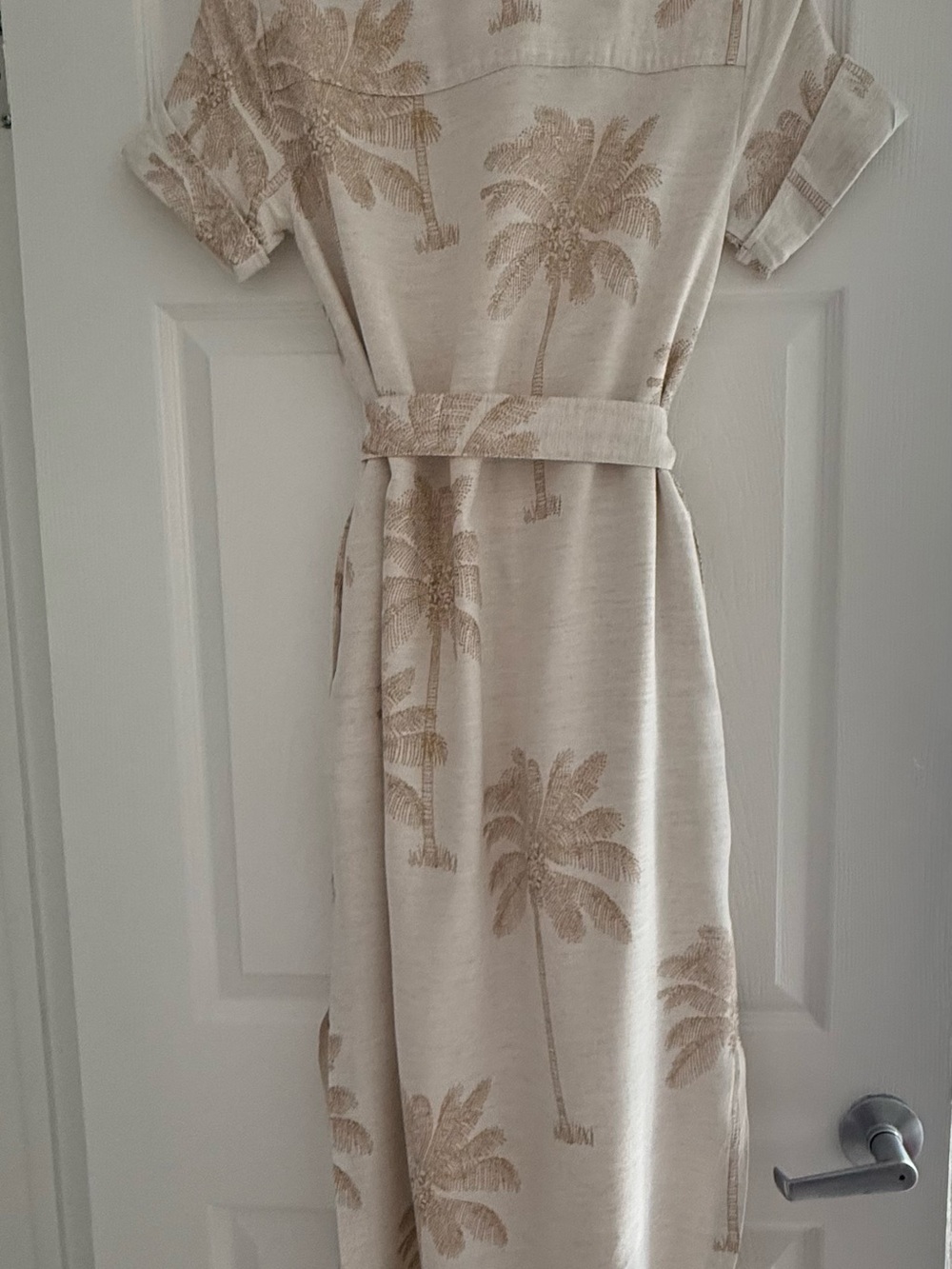 Jane&Delancey Palm Print Shirt Dress Belted Button Front Maxi Size S - Picture 3 of 7